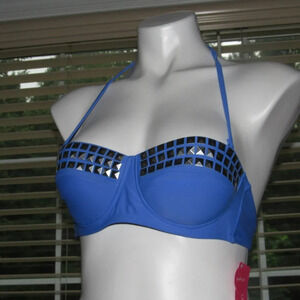 XHILARATION Blue  Halter Underwire Swim Top Size S